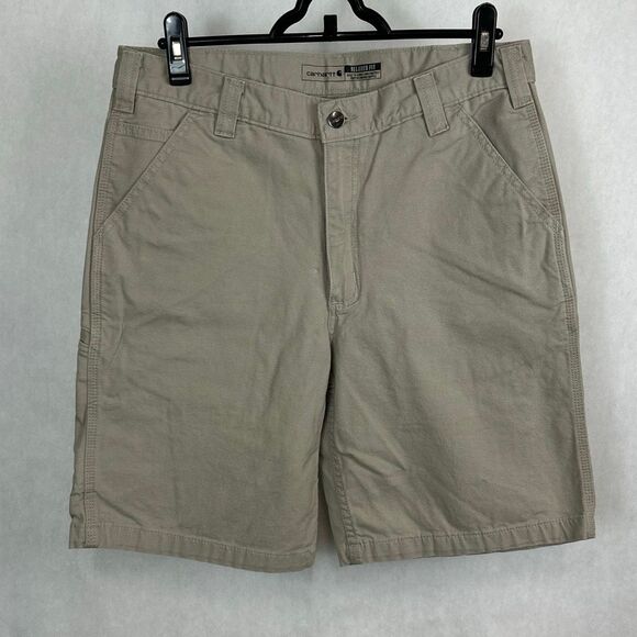 Carhartt Other - Carhartt Mens Rugged Flex Canvas Work Shorts Khaki Tan Sz 34 BS2514-M Cargo